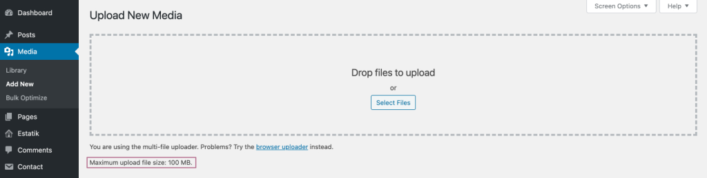 maximum upload file size
